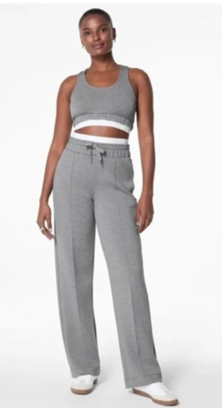 NWOT Spanx Airessential Gray Double Waistband Wide-leg Sweatpants Size XL